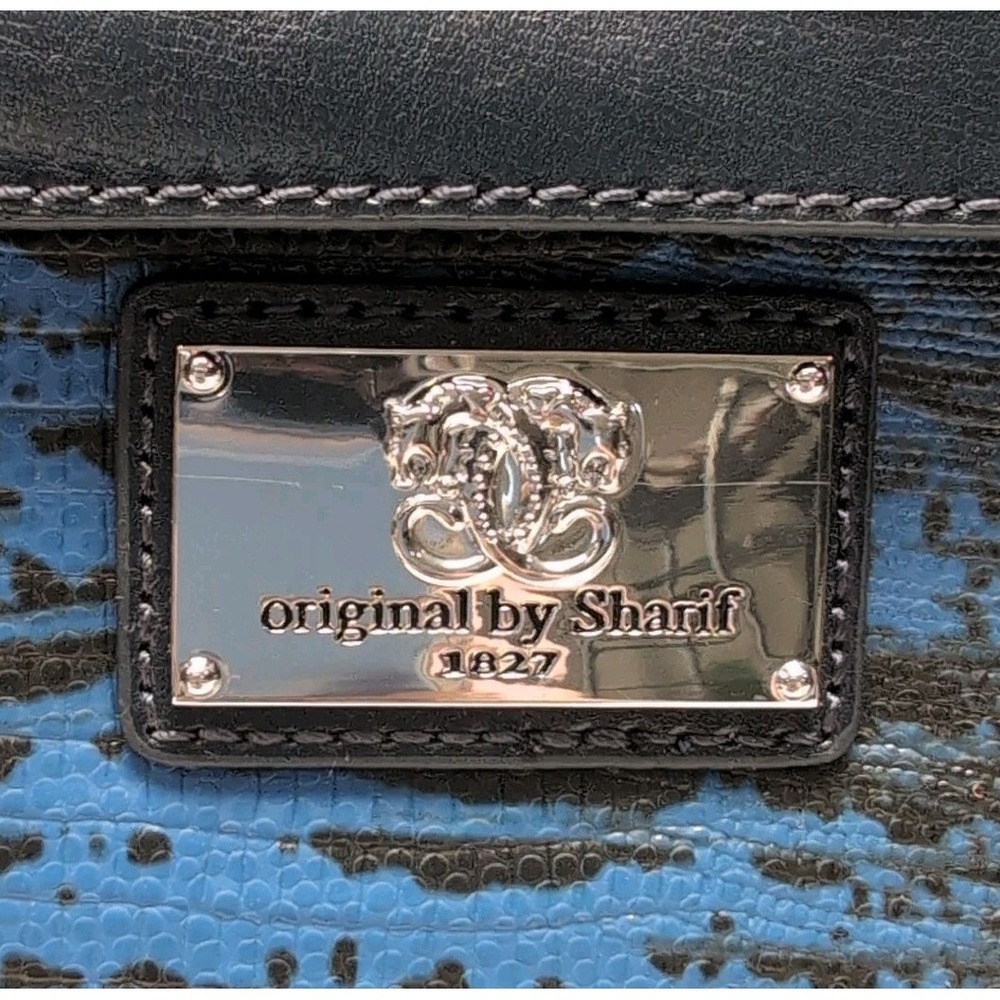 Original Sharif Couture Blue Black Satchel Crossbody Handbag Faux Leather READ - Picture 7 of 16